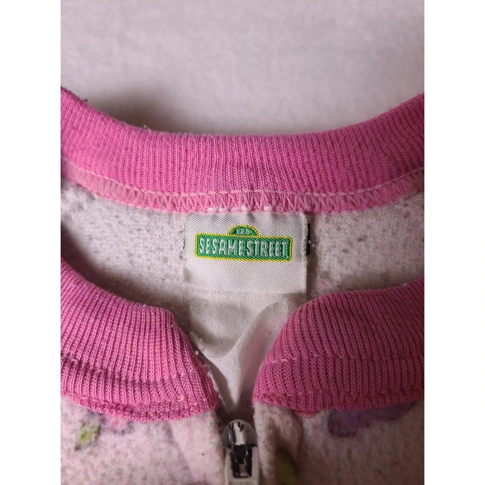VTG Y2K Retro Sesame Street Footed Sleeper Baby 12M Pink Floral Fleece Pajamas